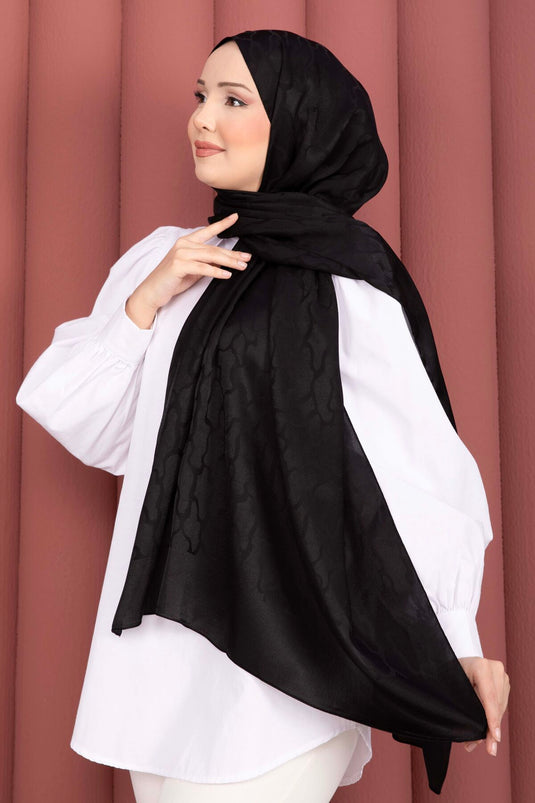 Série d'écharpes jacquard à motifs noirs