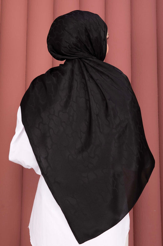 Série d'écharpes jacquard à motifs noirs