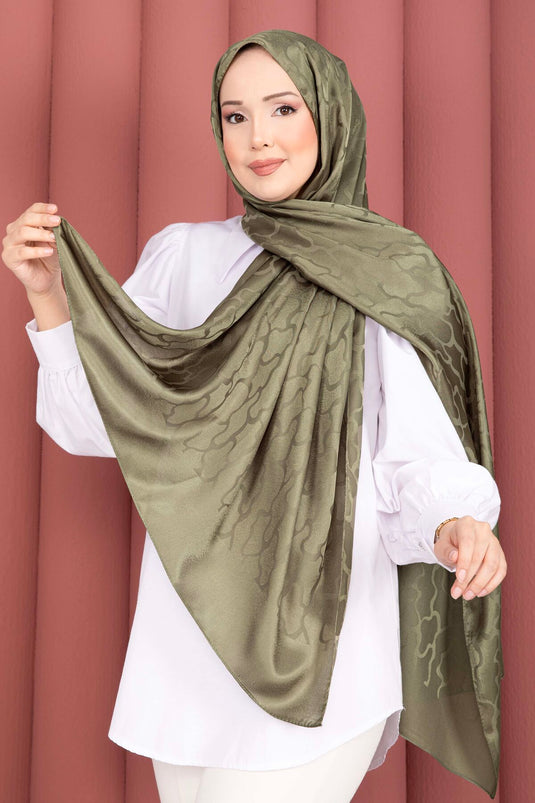 Série de châles jacquard à motifs verts olive