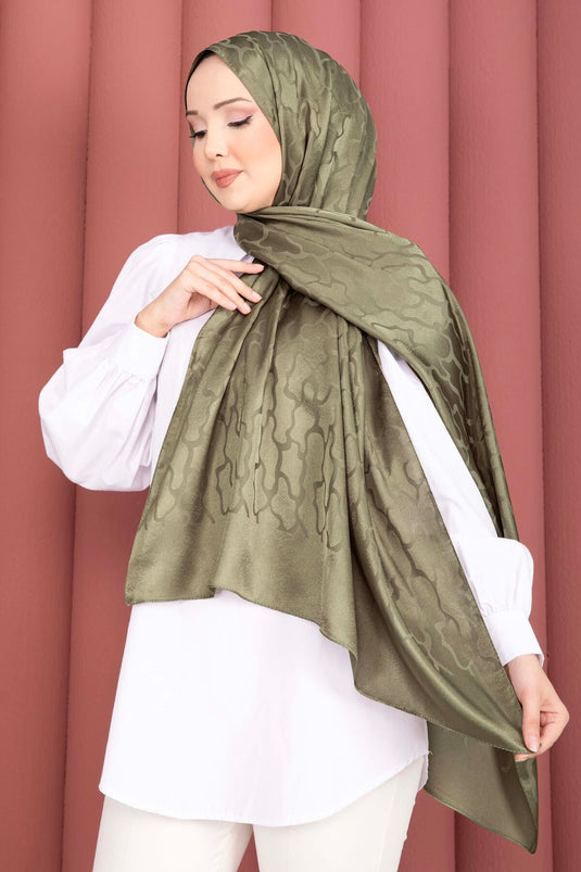 Série de châles jacquard à motifs verts olive