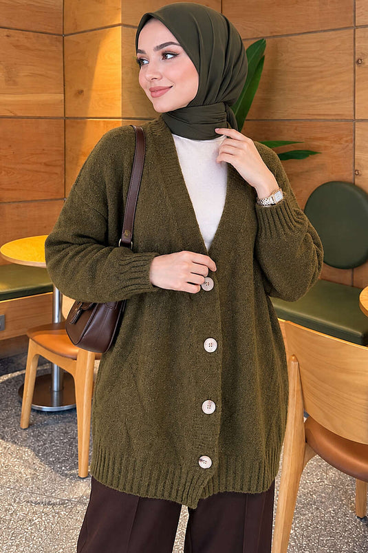 Chaqueta De Punto Estampada En Verde Oliva