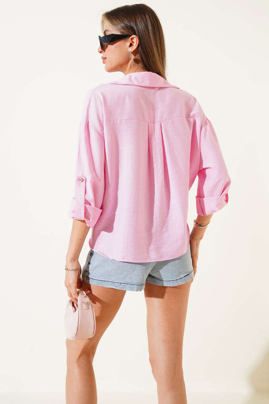 Selbstgeknotetes Hemd Rosa