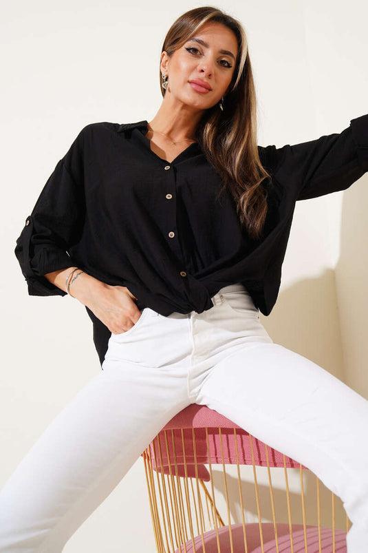 Self-Knotted Shirt Black