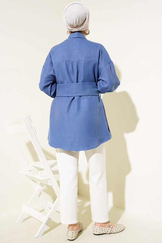 Chemise large à ceinture Indigo