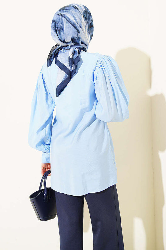 Camicia Blu Con Dettaglio Cintura Integrata