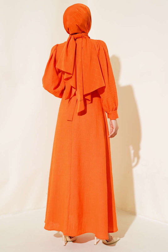 Self-Belted Dress Orange