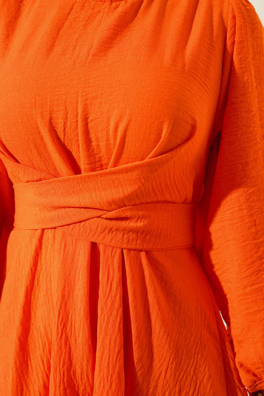 Self-Belted Dress Orange