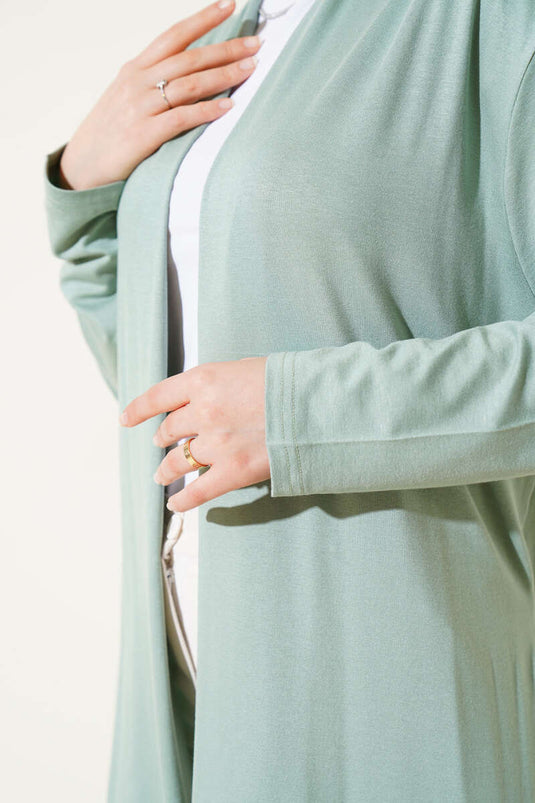 Kendinden Kuşaklı Basic Hırka Çağla Yeşili