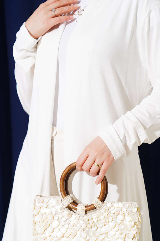 Cardigan basique ceinturé écru