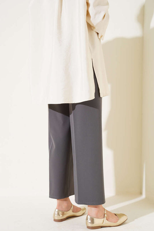 Self Belted Double Trousers Smoke Color