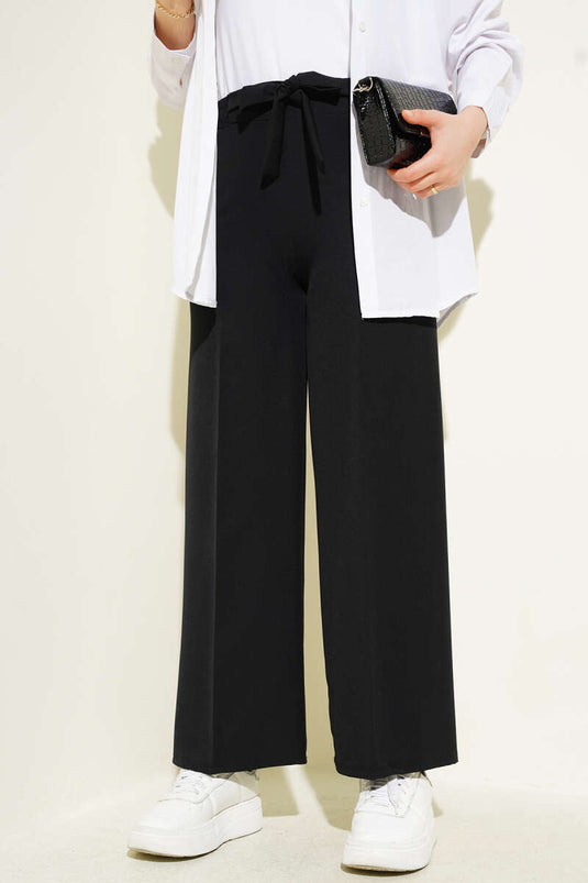 Pantalon double noir à ceinture intégrée