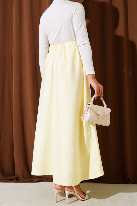 Self-Belted Flared Skirt Yellow