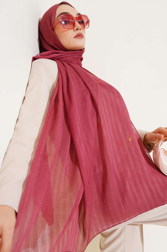 Self-Striped Jacquard Shawl Dusty Rose