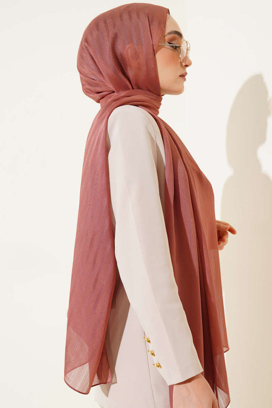 Self-Striped Jacquard Shawl Brown