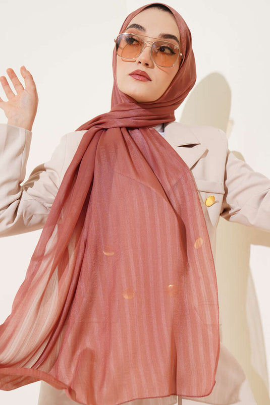 Self-Striped Jacquard Shawl Brown