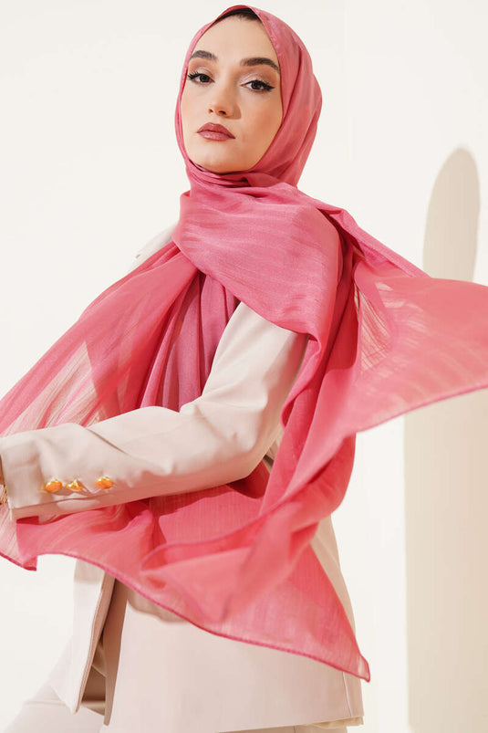 Self-Striped Jacquard Shawl Pink