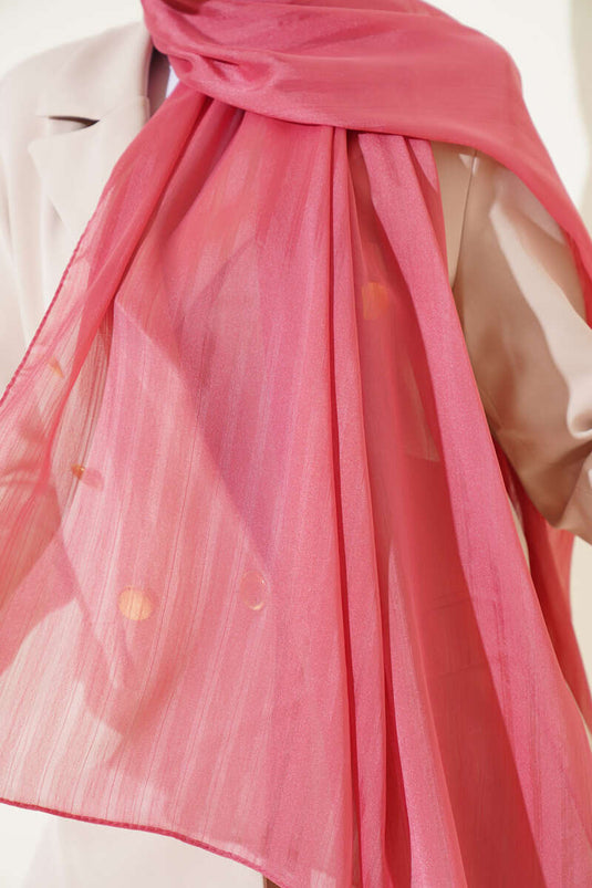 Self-Striped Jacquard Shawl Pink