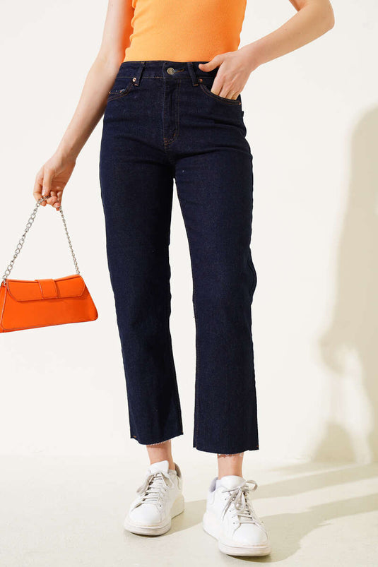 Jean skinny mom bleu marine