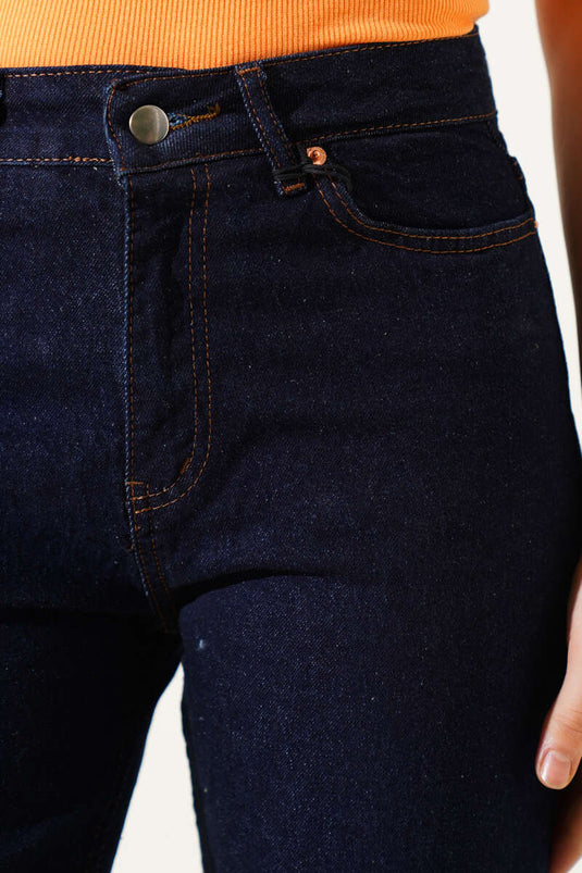 Jean skinny mom bleu marine