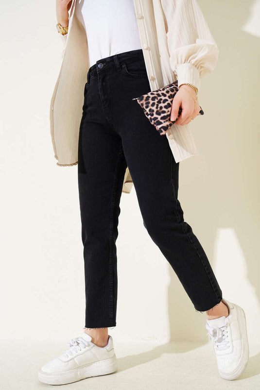 Kesik Dar Paça Pantolon Füme