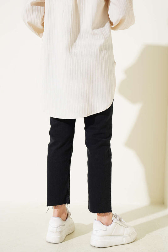 Kesik Dar Paça Pantolon Füme