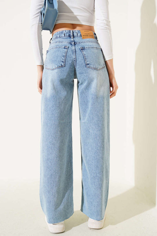 Wide Leg Cut Jeans Light Blue
