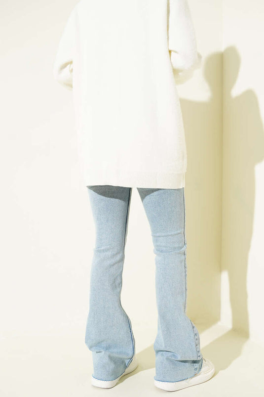 Cropped Leg Spanish Flare Jeans Snow Open