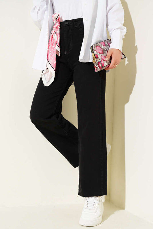 Jean court décontracté noir