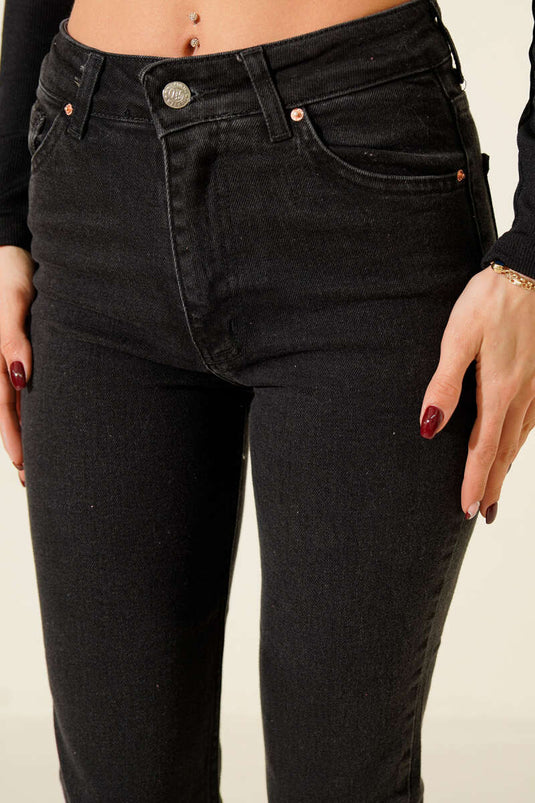 Kesik Paça Skinny Kot Pantolon Füme