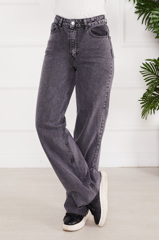 Cut-Off Hem Modest Pants Anthracite