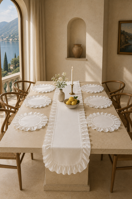 Keten Altılı Supla & Runner Takım Beyaz