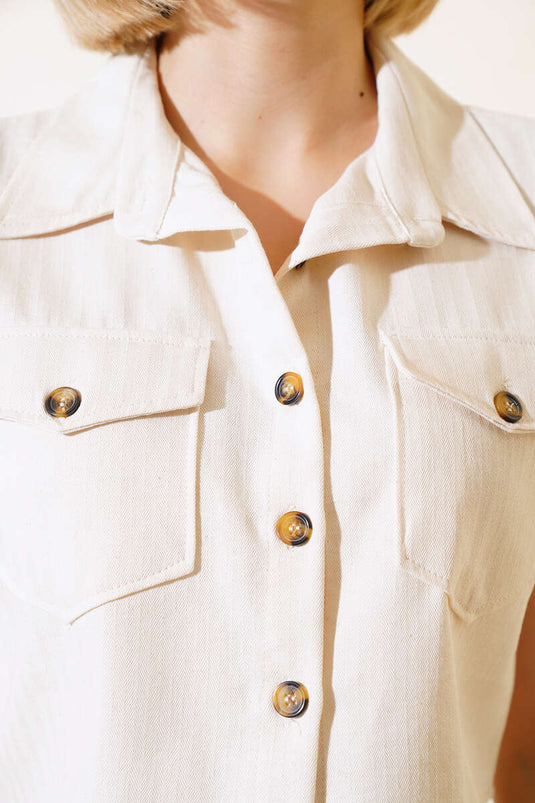 Linned Pocket Vest Beige