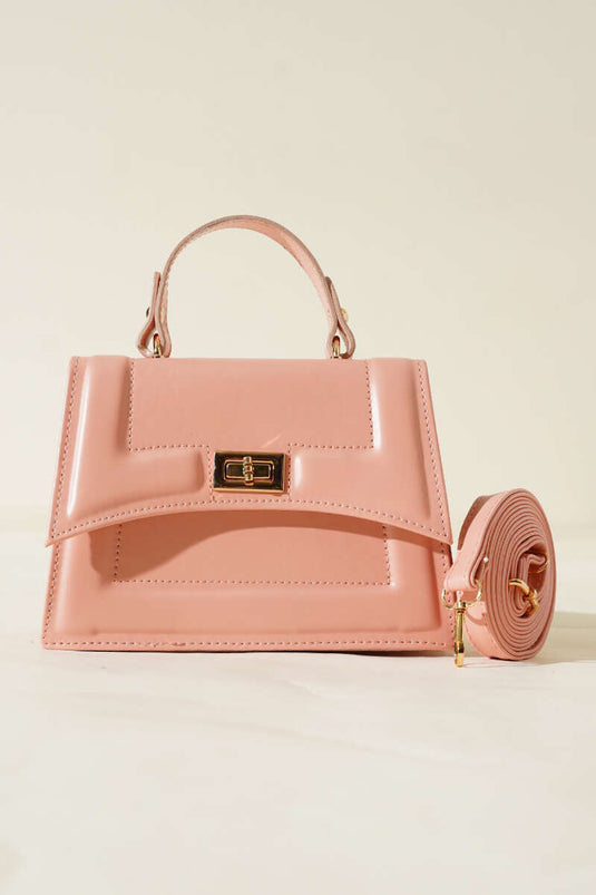 Bag with Lock Detail and Edge Stitching Powder