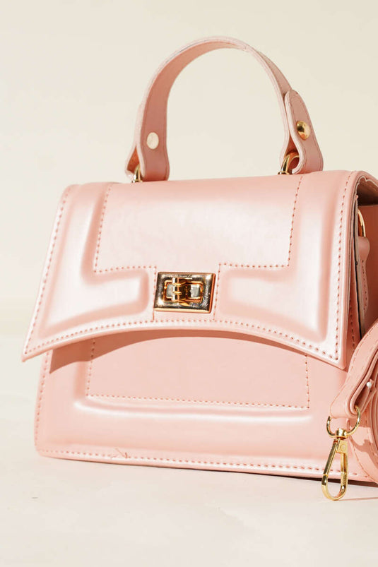 Bag with Lock Detail and Edge Stitching Powder