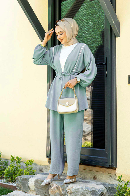 Kimono Aerobin Hijab Dubbele Set Mint