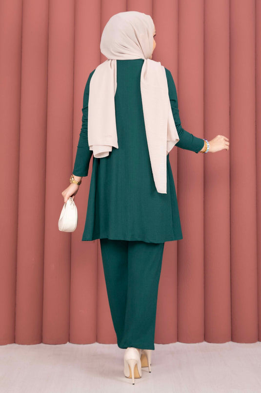 Completo Tesettür con Kimono Triplo Smeraldo