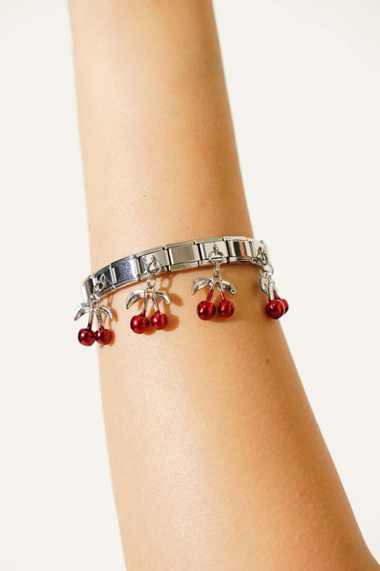 Kiraz Charmlı İtalyan Bileklik Kırmızı