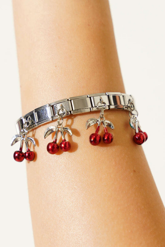 Kiraz Charmlı İtalyan Bileklik Kırmızı