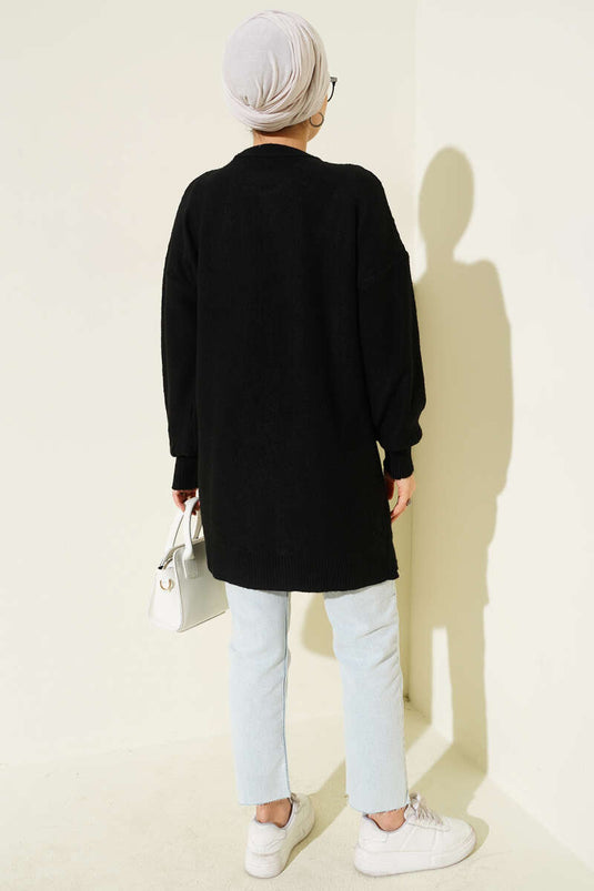 Cherry Bunch Embossed Soft Knit Tunic Black