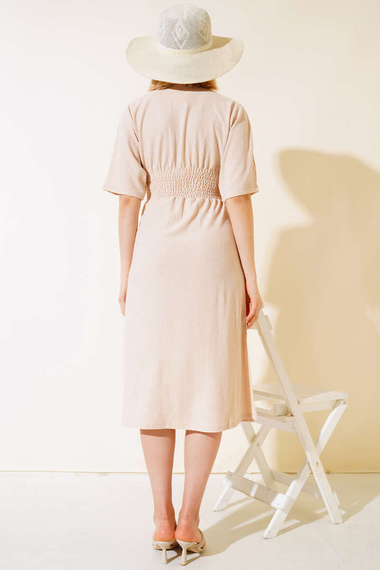 Robe froissée beige