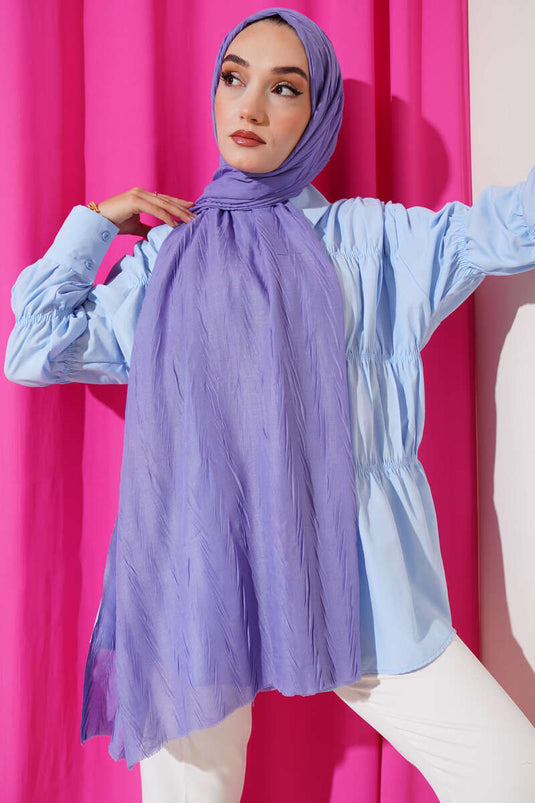 Châle doux en bambou froissé, bleu clair