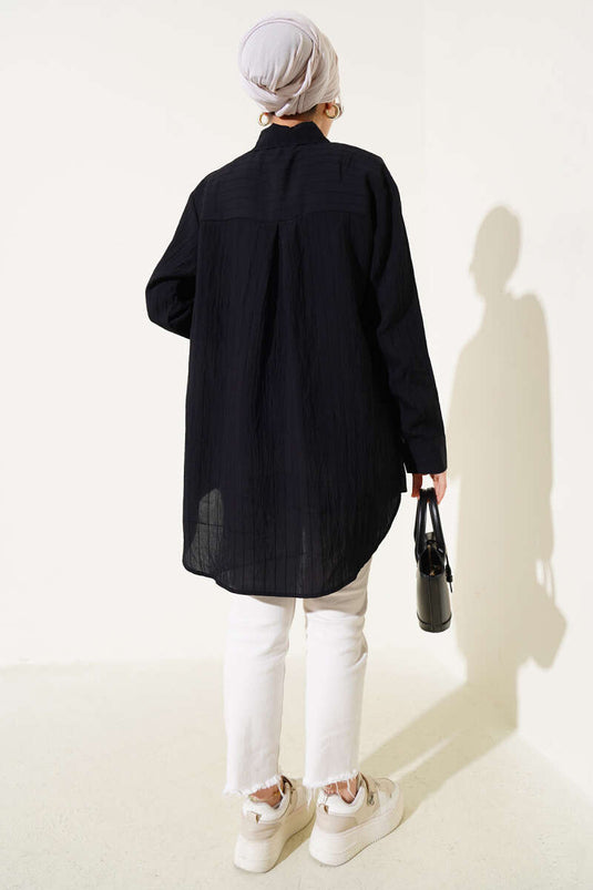 Chemise rayée froissée noire