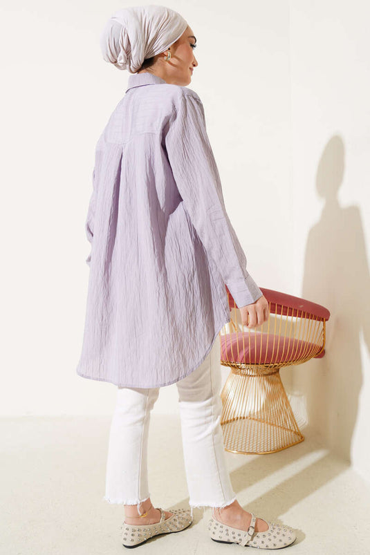 Chemise rayée froissée pierre