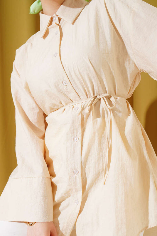 Chemise effet tissu froissé beige