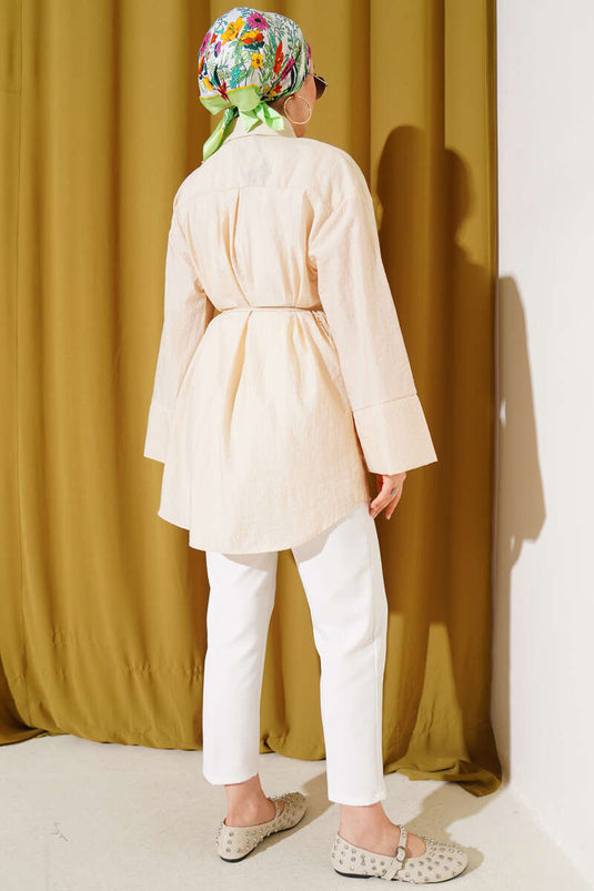 Chemise effet tissu froissé beige