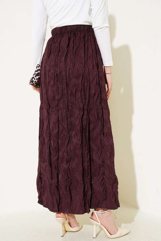 Crinkle Pleated Skirt Plum