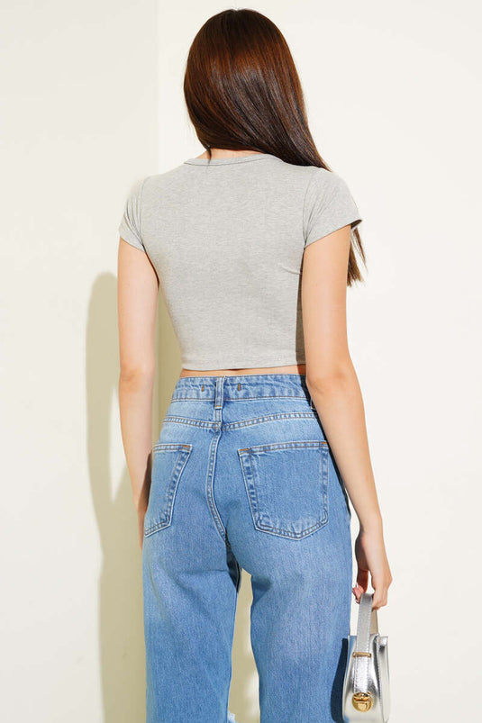 Manches courtes basiques grises