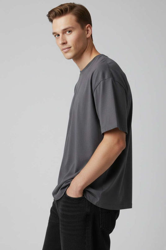 Short-Sleeved Oversized Men's T-Shirt Smoke Gray