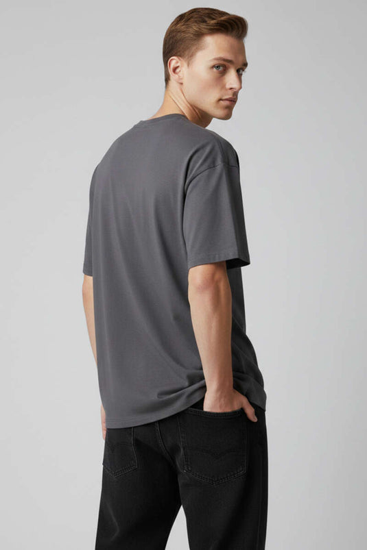 Short-Sleeved Oversized Men's T-Shirt Smoke Gray