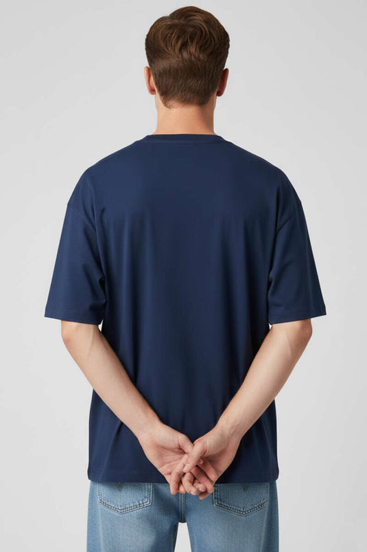 Kısa Kollu Oversize Erkek Tişört Lacivert